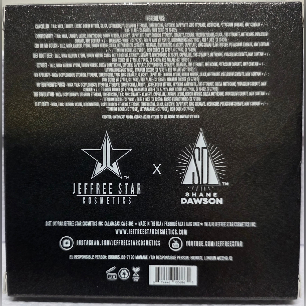 Jeffree Star Cosmetics & Shane Dawson Mini Contraversy Eye Shadow Palette NWOT - Picture 4 of 11